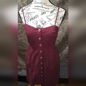 Womens XS linen front button strappy dress